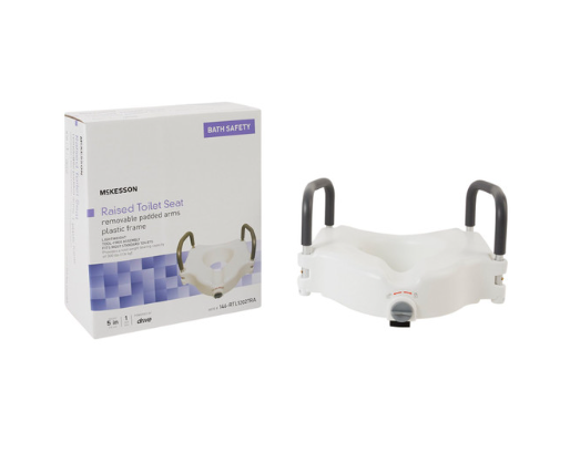 McKesson Raised Toilet Seat - Elevated Seat with Removable Arms