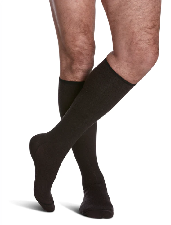 Men's All-Season Merino Wool Calf Compression Stockings Brown