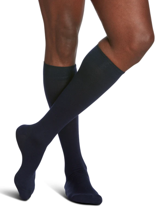 Men's All-Season Merino Wool Calf Compression Stockings Navy