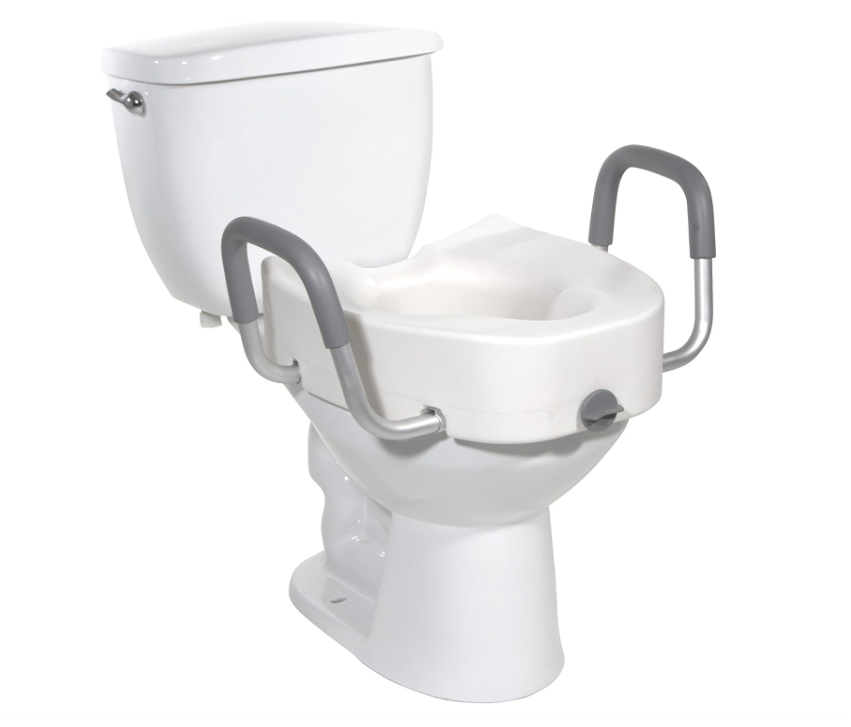 Raised Toilet Seat w/ Lock & Padded Removable Arms