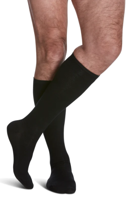 Men's All-Season Merino Wool Calf Compression Stockings Black