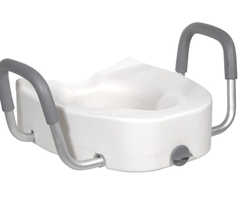 Raised Toilet Seat w/ Lock & Padded Removable Arms