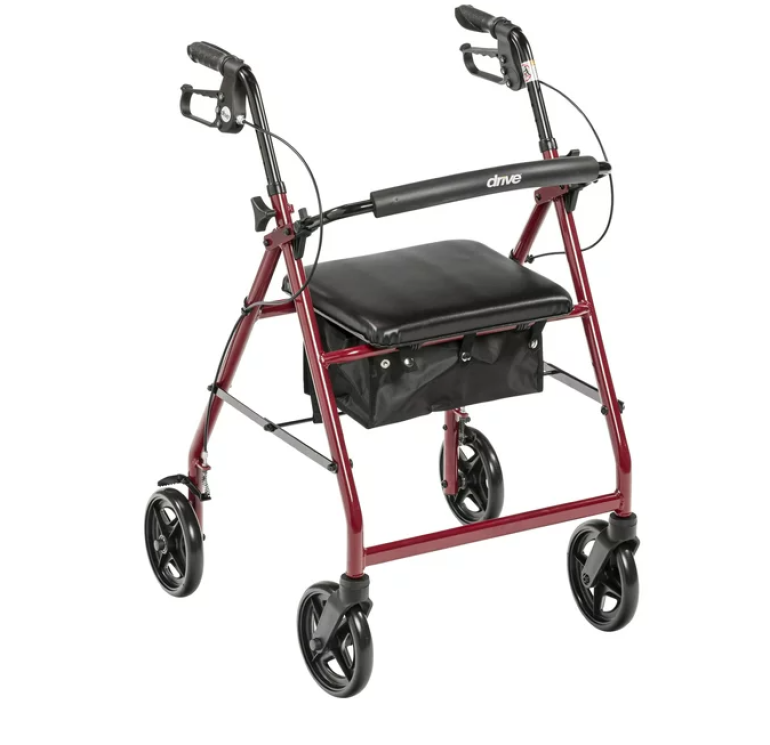 Rollator With Fold Up And Removable Back Support And Padded Seat