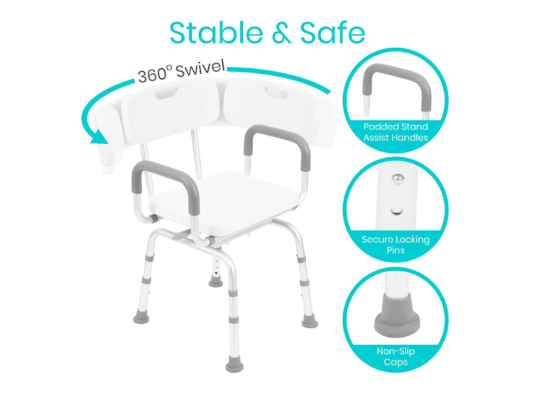 Vive Swivel Shower Chair Swivel Shower Chair with Arms and Back