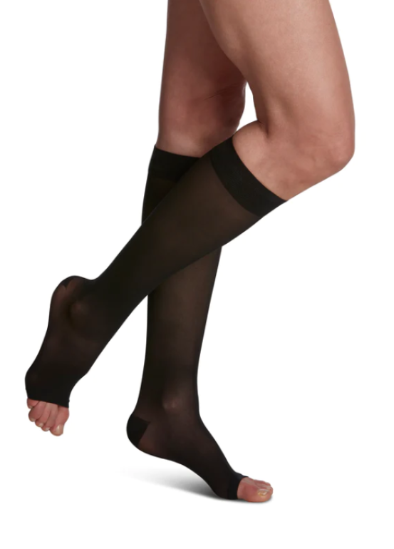 Women's Style Sheer Calf Open-Toe 15-20mmHg Compression Stockings