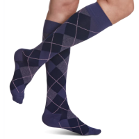 Women's Style Microfiber Patterns Calf Stockings Purple Argyle thumbnail