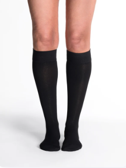 Women's Essential Cotton Calf with Grip-Top Compression Stockings Black